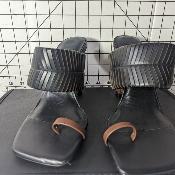 NEW - Women's Deltan Kelsea Slip-on Stiletto Sandals Braided Black - Picture 3 of 7